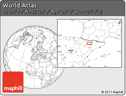 Blank Location Map of the Area around 42° 9' 30" N, 0° 4' 30" E