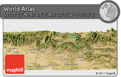 Satellite Panoramic Map of the Area around 42° 9' 30" N, 0° 4' 30" E