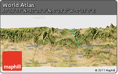 Satellite Panoramic Map of the Area around 42° 9' 30" N, 0° 4' 30" E