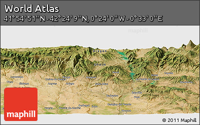 Satellite Panoramic Map of the Area around 42° 9' 30" N, 0° 4' 30" E