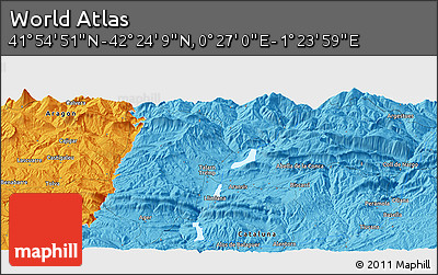 Political Panoramic Map of the Area around 42° 9' 30" N, 0° 55' 29" E