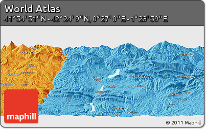 Political Panoramic Map of the Area around 42° 9' 30" N, 0° 55' 29" E
