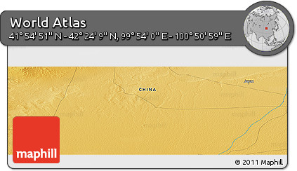 Physical Panoramic Map of the Area around 42° 9' 30" N, 100° 22' 30" E