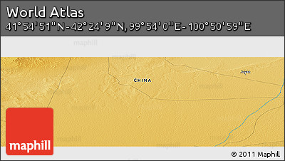 Physical Panoramic Map of the Area around 42° 9' 30" N, 100° 22' 30" E