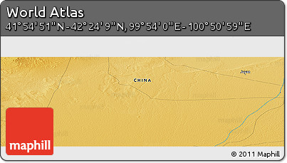 Physical Panoramic Map of the Area around 42° 9' 30" N, 100° 22' 30" E