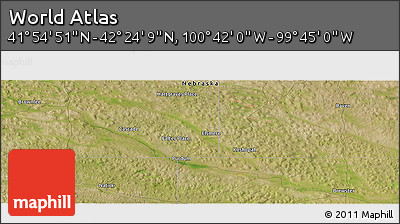 Satellite Panoramic Map of the Area around 42° 9' 30" N, 100° 13' 29" W