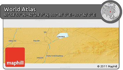 Physical Panoramic Map of the Area around 42° 9' 30" N, 101° 13' 29" E