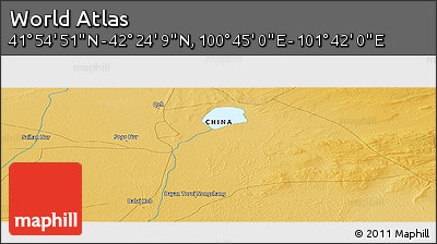 Physical Panoramic Map of the Area around 42° 9' 30" N, 101° 13' 29" E