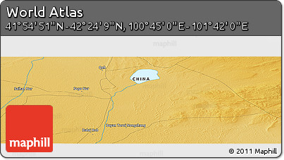 Physical Panoramic Map of the Area around 42° 9' 30" N, 101° 13' 29" E