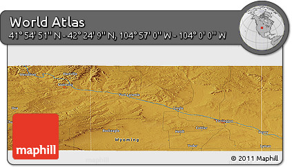 Physical Panoramic Map of the Area around 42° 9' 30" N, 104° 28' 29" W