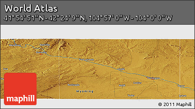 Physical Panoramic Map of the Area around 42° 9' 30" N, 104° 28' 29" W