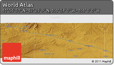 Physical Panoramic Map of the Area around 42° 9' 30" N, 104° 28' 29" W