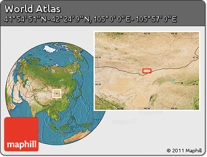 Satellite Location Map of the Area around 42° 9' 30" N, 105° 28' 29" E