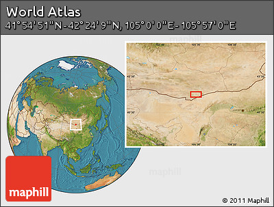 Satellite Location Map of the Area around 42° 9' 30" N, 105° 28' 29" E
