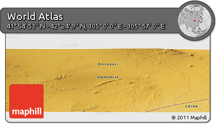 Physical Panoramic Map of the Area around 42° 9' 30" N, 105° 28' 29" E