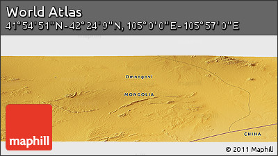Physical Panoramic Map of the Area around 42° 9' 30" N, 105° 28' 29" E