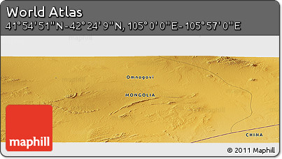 Physical Panoramic Map of the Area around 42° 9' 30" N, 105° 28' 29" E