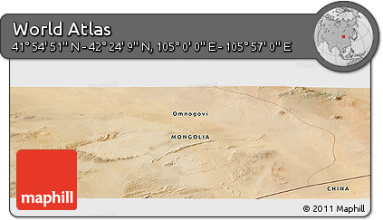 Satellite Panoramic Map of the Area around 42° 9' 30" N, 105° 28' 29" E