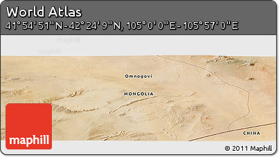 Satellite Panoramic Map of the Area around 42° 9' 30" N, 105° 28' 29" E