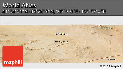 Satellite Panoramic Map of the Area around 42° 9' 30" N, 105° 28' 29" E
