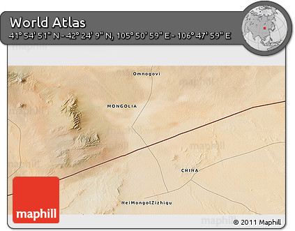 Satellite 3D Map of the Area around 42° 9' 30" N, 106° 19' 29" E