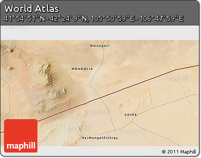 Satellite 3D Map of the Area around 42° 9' 30" N, 106° 19' 29" E