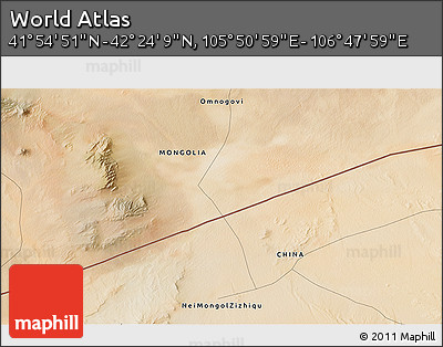 Satellite 3D Map of the Area around 42° 9' 30" N, 106° 19' 29" E