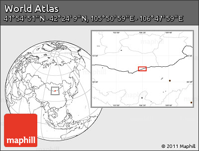Blank Location Map of the Area around 42° 9' 30" N, 106° 19' 29" E