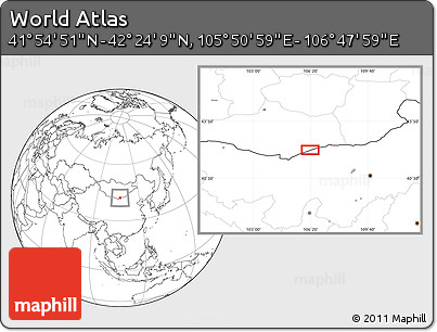 Blank Location Map of the Area around 42° 9' 30" N, 106° 19' 29" E