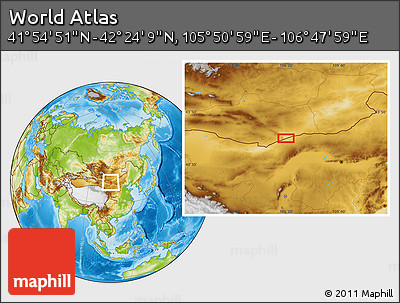 Physical Location Map of the Area around 42° 9' 30" N, 106° 19' 29" E