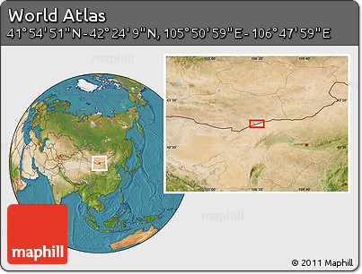 Satellite Location Map of the Area around 42° 9' 30" N, 106° 19' 29" E