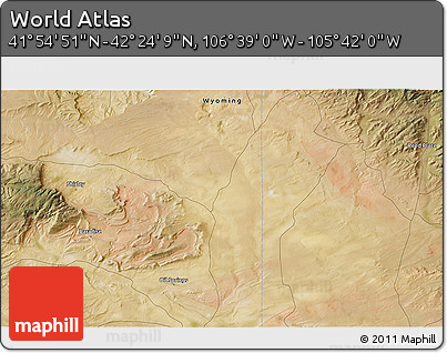 Satellite 3D Map of the Area around 42° 9' 30" N, 106° 10' 30" W