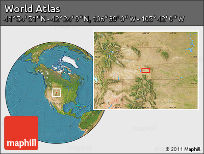 Satellite Location Map of the Area around 42° 9' 30" N, 106° 10' 30" W