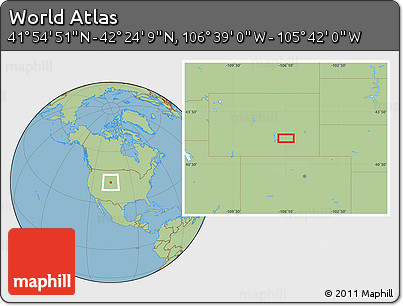 Savanna Style Location Map of the Area around 42° 9' 30" N, 106° 10' 30" W