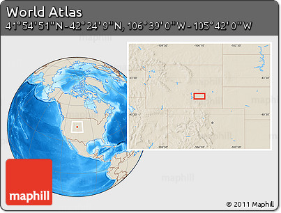 Shaded Relief Location Map of the Area around 42° 9' 30" N, 106° 10' 30" W