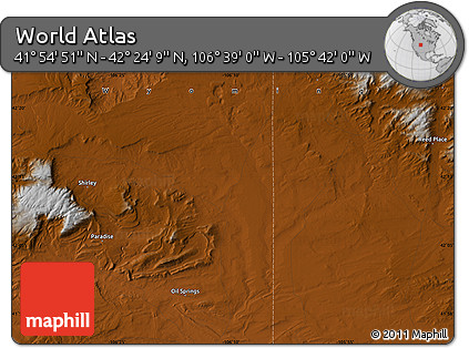 Physical Map of the Area around 42° 9' 30" N, 106° 10' 30" W