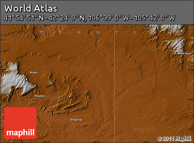 Physical Map of the Area around 42° 9' 30" N, 106° 10' 30" W