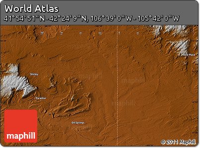 Physical Map of the Area around 42° 9' 30" N, 106° 10' 30" W