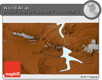 Physical 3D Map of the Area around 42° 9' 30" N, 107° 1' 30" W