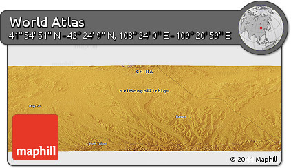 Physical Panoramic Map of the Area around 42° 9' 30" N, 108° 52' 30" E