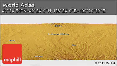 Physical Panoramic Map of the Area around 42° 9' 30" N, 108° 52' 30" E