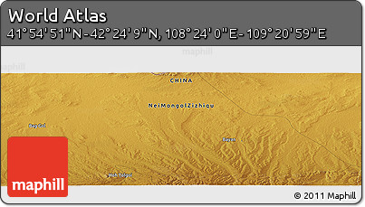 Physical Panoramic Map of the Area around 42° 9' 30" N, 108° 52' 30" E