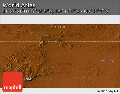 Physical 3D Map of the Area around 42° 9' 30" N, 108° 43' 29" W
