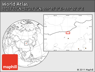 Blank Location Map of the Area around 42° 9' 30" N, 109° 43' 29" E