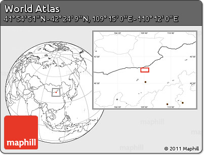 Blank Location Map of the Area around 42° 9' 30" N, 109° 43' 29" E