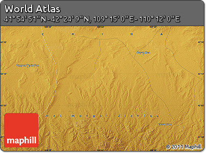 Physical Map of the Area around 42° 9' 30" N, 109° 43' 29" E