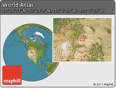 Satellite Location Map of the Area around 42° 9' 30" N, 109° 34' 29" W