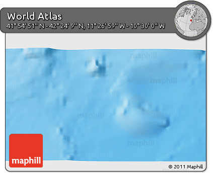 Physical 3D Map of the Area around 42° 9' 30" N, 10° 58' 29" W