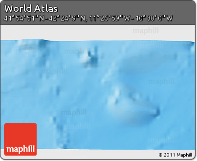 Physical 3D Map of the Area around 42° 9' 30" N, 10° 58' 29" W