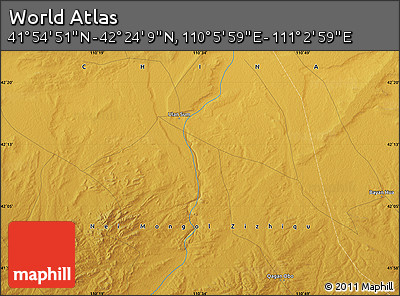 Physical Map of the Area around 42° 9' 30" N, 110° 34' 29" E